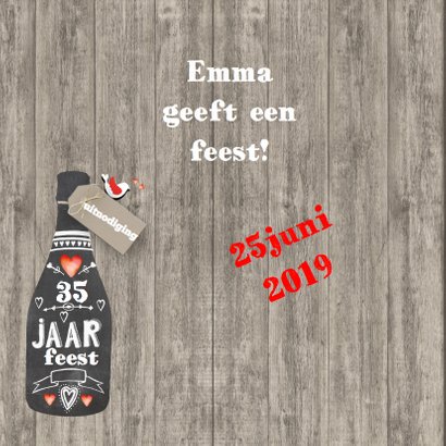 Feest verjaardag krijtbordfles 2