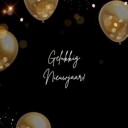 Feestelijke nieuwjaarskaart met gouden helium ballonnen 2