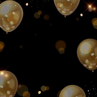 Feestelijke nieuwjaarskaart met gouden helium ballonnen Achterkant