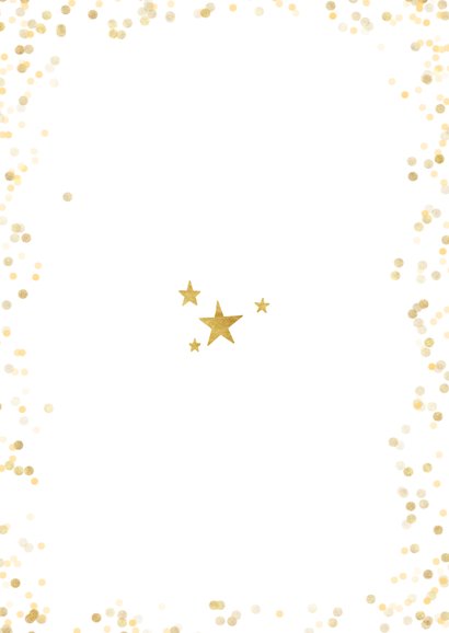Feestelijke nieuwjaarskaart met gouden sterren en typografie Achterkant
