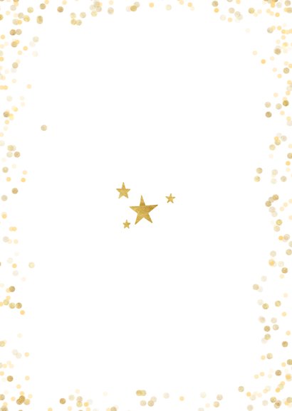 Feestelijke nieuwjaarskaart met gouden sterren en typografie Achterkant