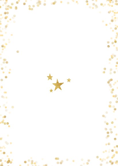Feestelijke nieuwjaarskaart met gouden sterren en typografie Achterkant
