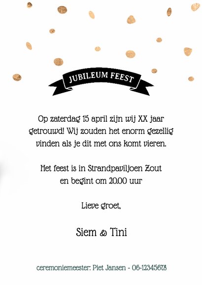 Feestelijke uitnodiging huwelijksjubileum 3