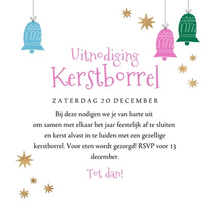 Feestelijke uitnodiging kerstborrel heerlie de peerlie goud 3