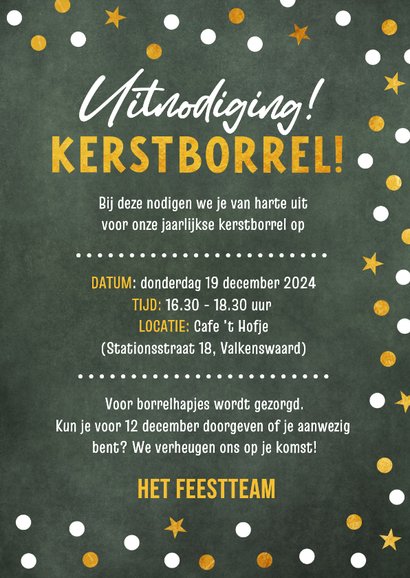 Feestelijke uitnodiging kerstborrel zakelijk met foliedruk 3