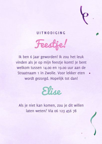 Feestelijke uitnodiging met ballonnen bloemen eigen foto 3