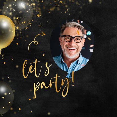 Feestelijke verjaardagskaart hoera met gouden ballonnen 2