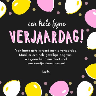 Feestelijke verjaardagskaart vrouw - met ballonnen en naam 3