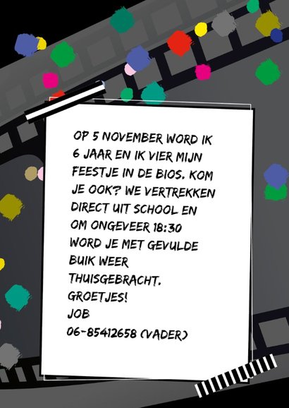Feestje bioscoop confetti 3