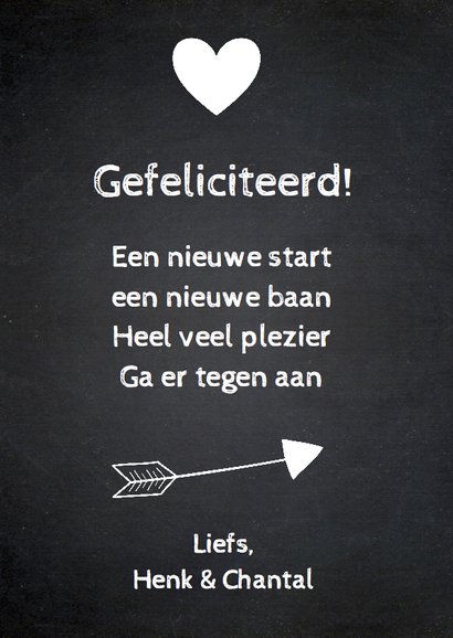 Felicitatie baan typografie krijtbord 3