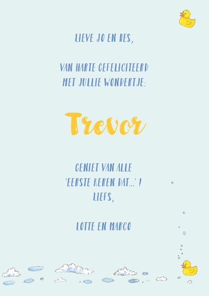 Felicitatie baby schuimbadje jongen 3