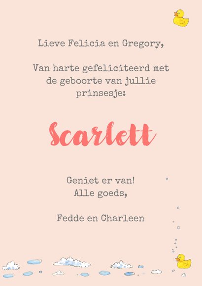 Felicitatie baby schuimbadje meisje 3