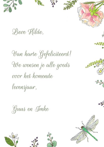 Felicitatie bloemen en libellen 3