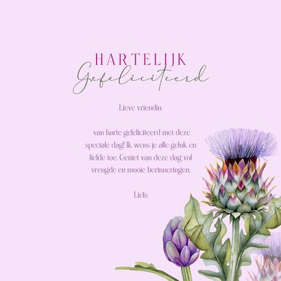 Felicitatie botanische artisjok bloemen 3