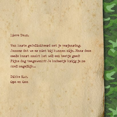 felicitatie camouflage leger groen 3