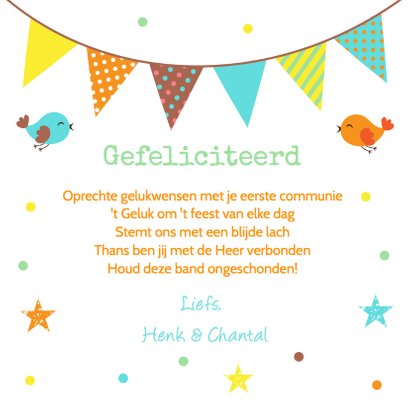 Felicitatie communie confetti vlag 3