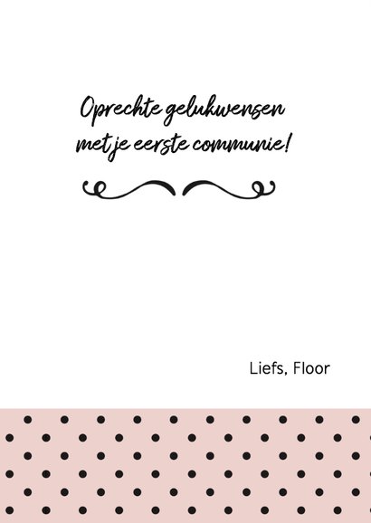 Felicitatie - communie meisje stippen 3