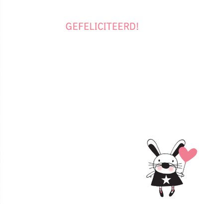 Felicitatie dochter handgetekend konijn roze - MW 3