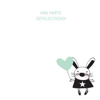Felicitatie dochter silhouet konijn roze & mint - MW 3