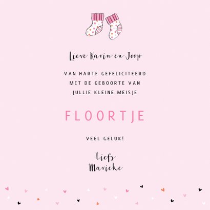 Felicitatie dochter waslijn roze 3