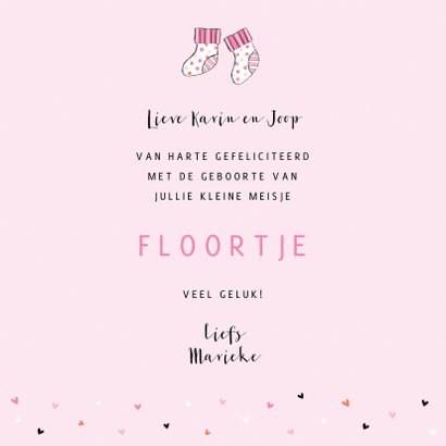 Felicitatie dochter waslijn roze 3