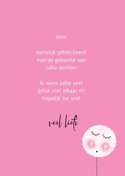 Felicitatie dochter wiegje ballon roze 3