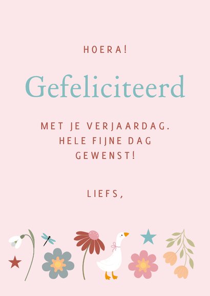 Felicitatie gansje met bloemen 3