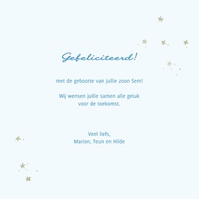 Felicitatie geboorte baby op maan met sterren 3