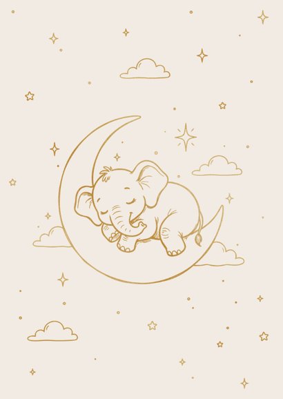 Felicitatie geboorte Islamitisch olifant op maan met sterren 2