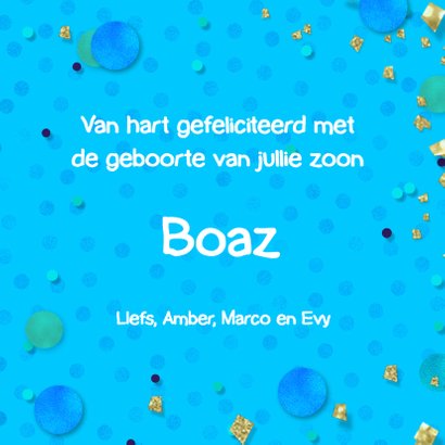 Felicitatie geboorte jongen - confetti 3
