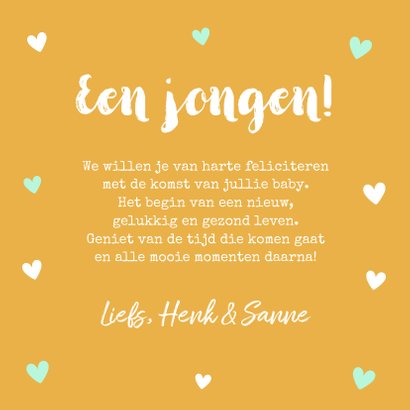 Felicitatie geboorte jongen wolkje okergeel 3