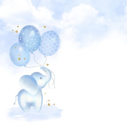Felicitatie geboorte jongetje olifantje ballonnen 2