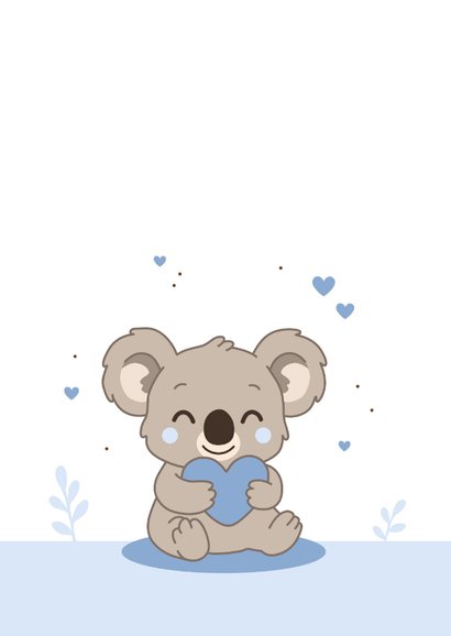 Felicitatie geboorte koala met groot hart 2