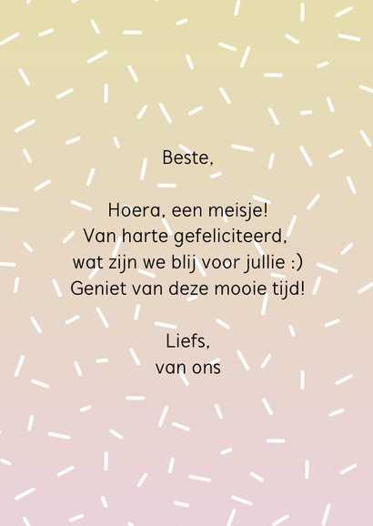 Felicitatie geboorte meisje hip hagelslag patroon 3