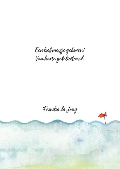 Felicitatie geboorte meisje illustratie bootje zee 3