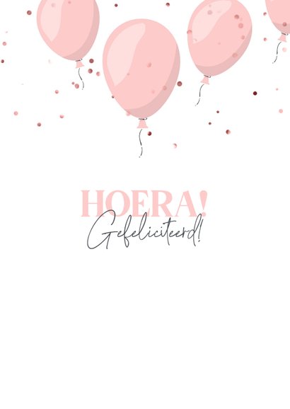 Felicitatie geboorte meisje konijntje op ballon met confetti 2