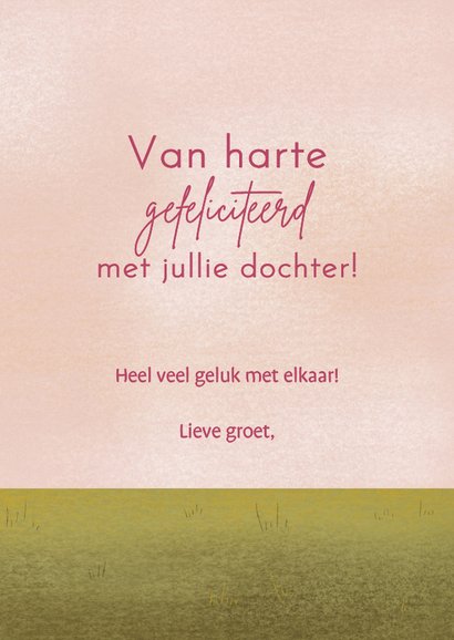Felicitatie geboorte meisje met loopeendjes in pastelkleuren 3