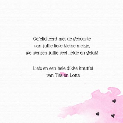 Verwonderlijk Felicitatie geboorte meisje teksthart | Kaartje2go UY-48