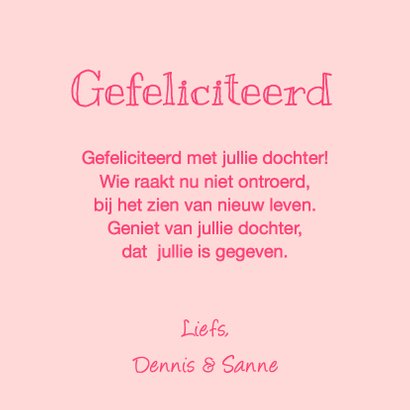Felicitatie geboorte meisje uiltje 3