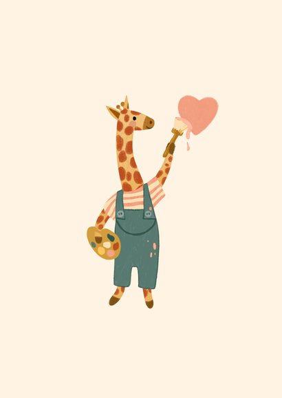 Felicitatie geboorte met een giraf, sterren en een maan 2
