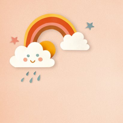Felicitatie geboorte met regenboog en wolkje roze 2