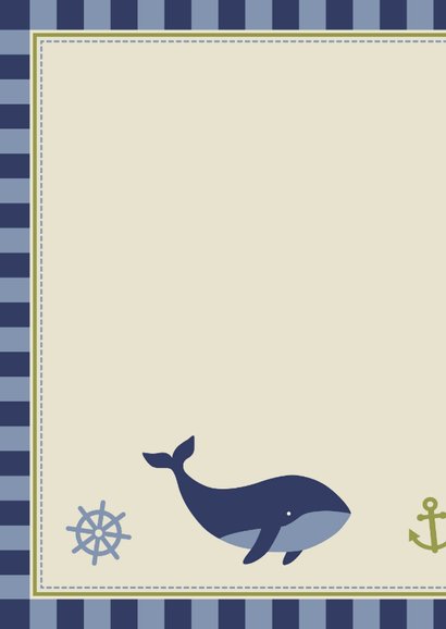 Felicitatie geboorte met walvis, vuurtoren en kader 2