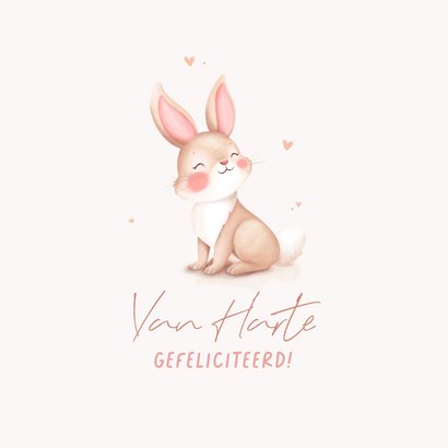 Felicitatie geboorte pastel aquarel illustratie konijntje 2