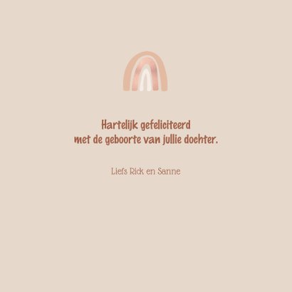 Felicitatie geboorte regenboog roségoudlook 3