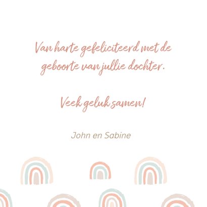 Felicitatie geboorte regenboogjes oudroze 3