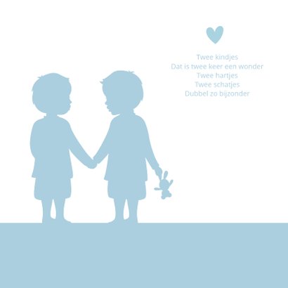 Felicitatie geboorte tweeling - silhouet van 2 jongens 2