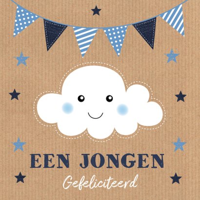 Felicitatie geboorte wolk slinger Kraft jongen 2