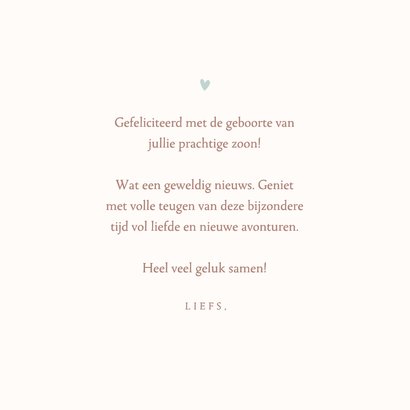 Felicitatie geboorte zoon met rotan wiegje en eekhoorn 3