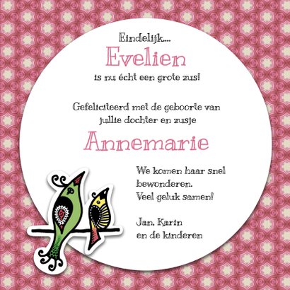 Felicitatie geboorte zusje - EM 3