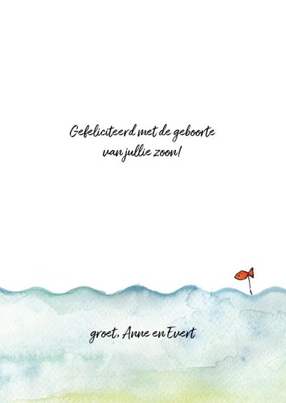 Felicitatie geboortekaartje jongen bootje op zee 3